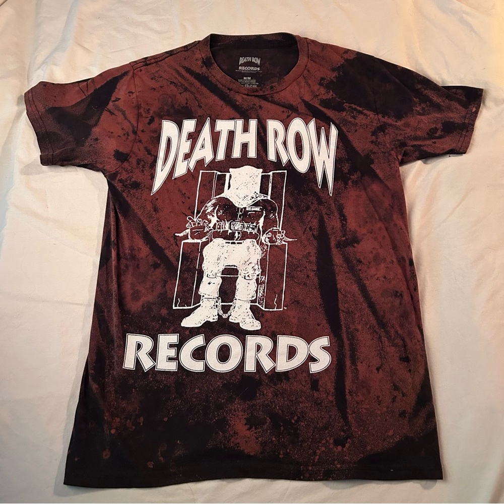 Men's BLEACH distressed dyed Death Row Records official T-Shirt